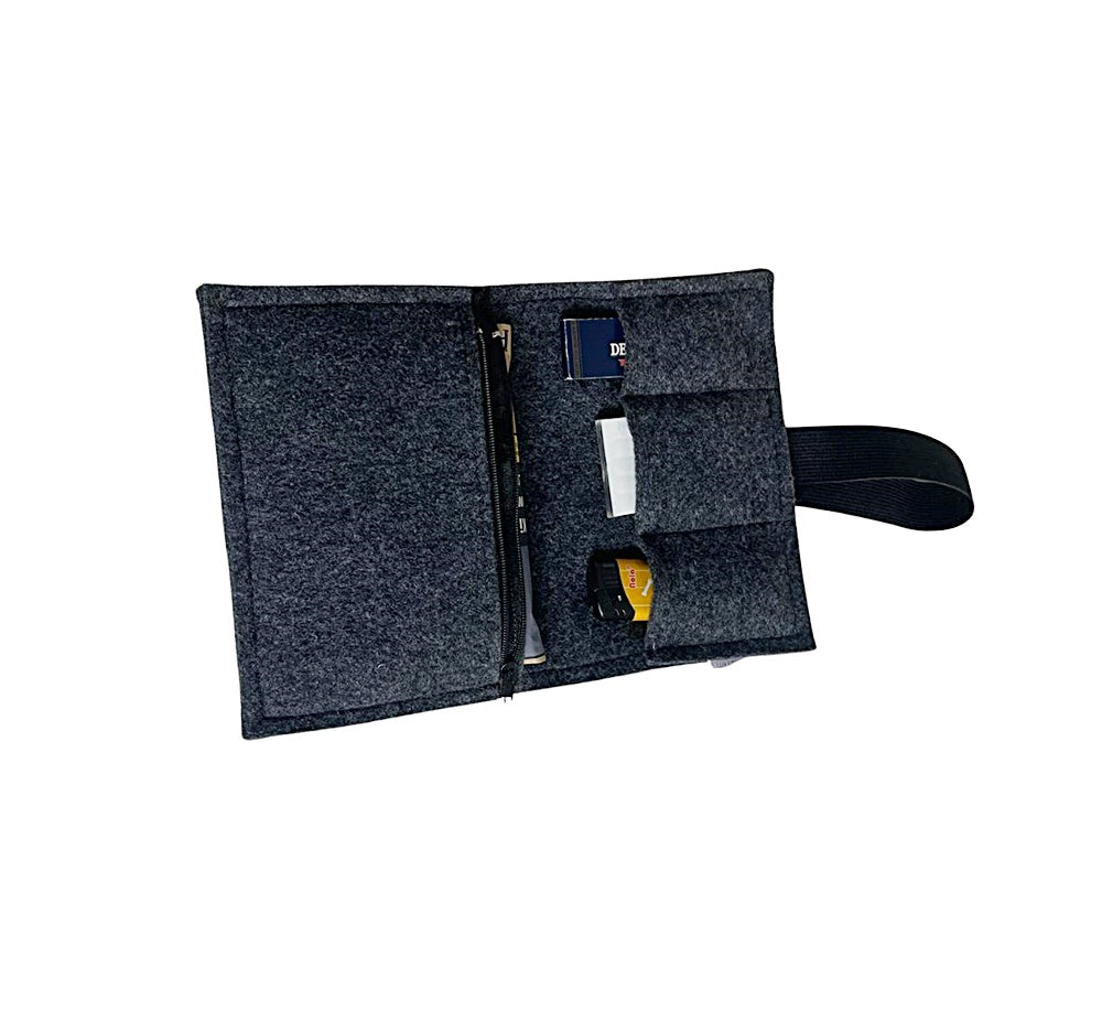 Tabaktasche Softshell Violan-Filz schwarz mit Gummiband