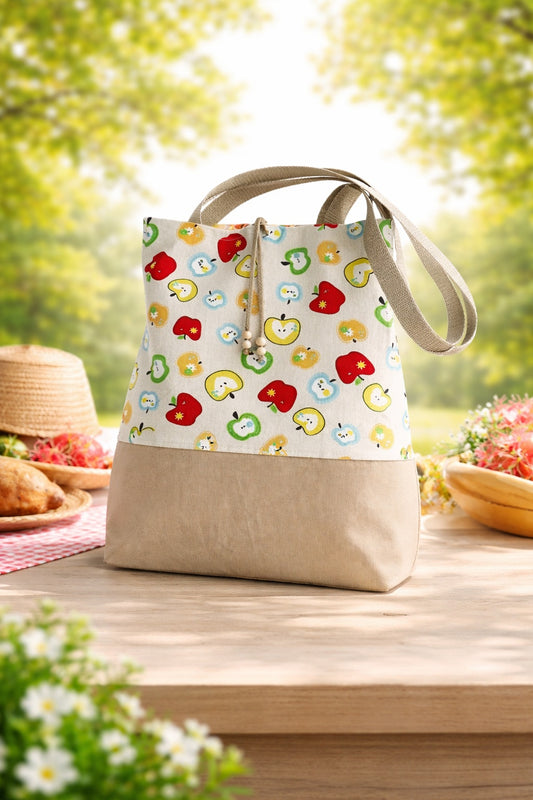 Baumwoll Shopper mit Apfelmuster