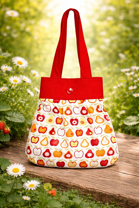 Baumwolle Schultertasche mit Äpfel & Birnen