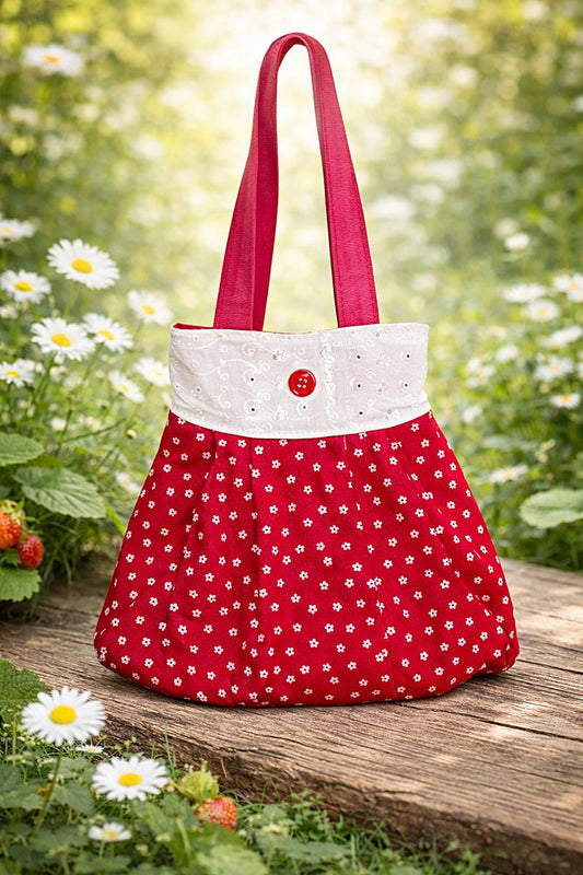 Baumwolle Handtasche geblümt mit Lochstickerei 