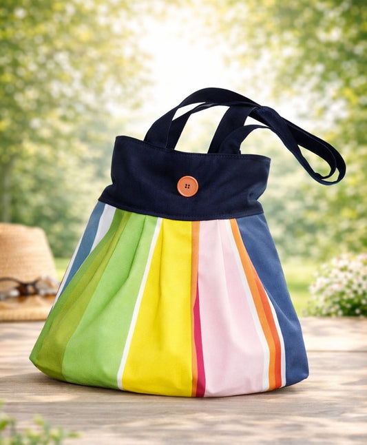 Baumwoll Handtasche bunt gestreift mit Cordhenkeln 