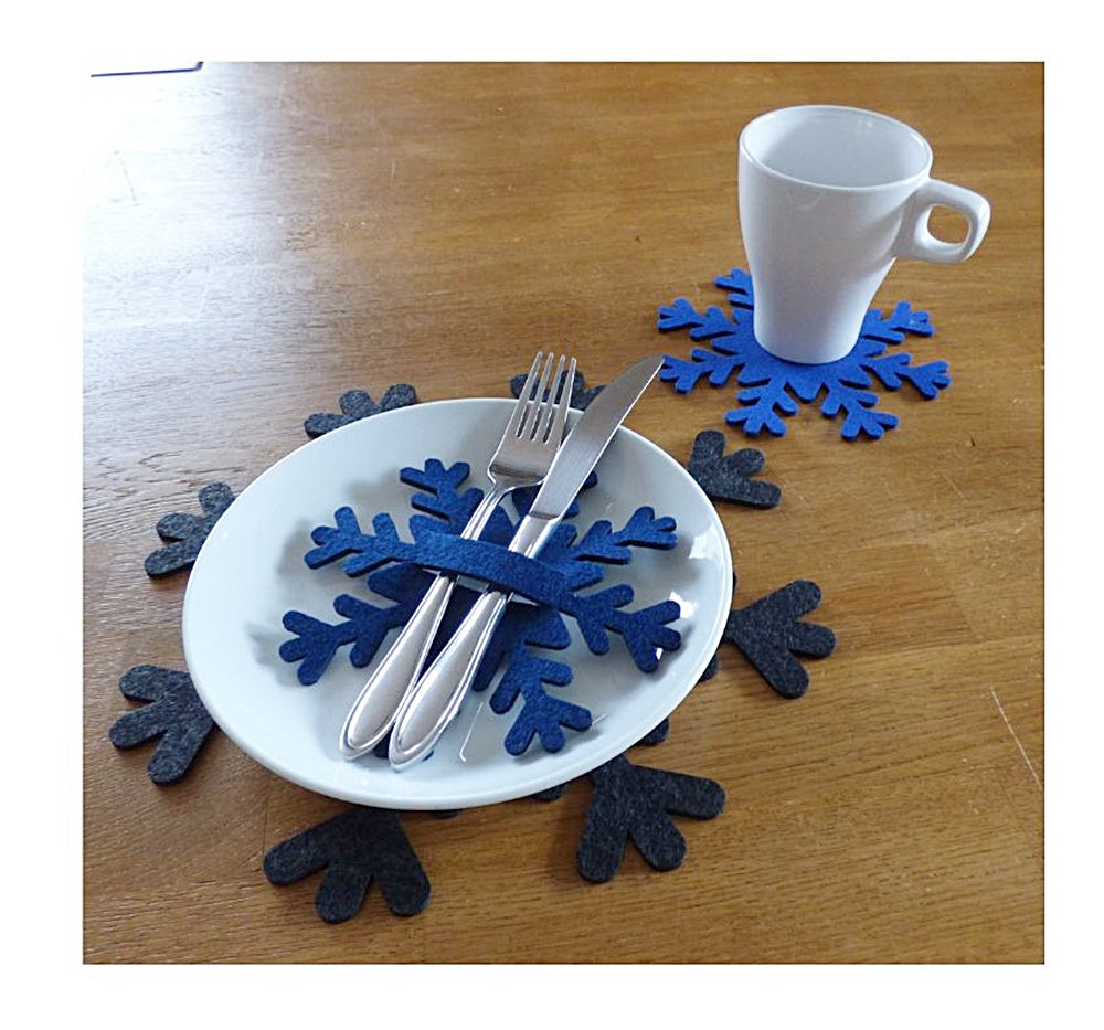 Filzuntersetzer Schneeflocke, 5 Größen, 30 Farben