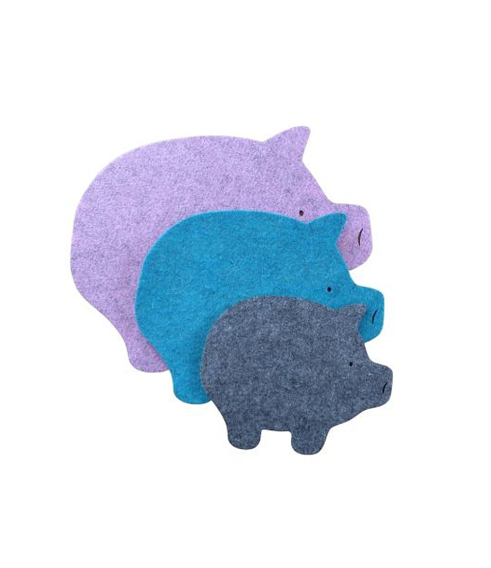 Filzuntersetzer Schwein, Größen: 8 x 6 cm, 15 x 11 cm, 20 x 15 cm, 25 x 20 cm, 30 x 25 cm, 35 x 27 cm