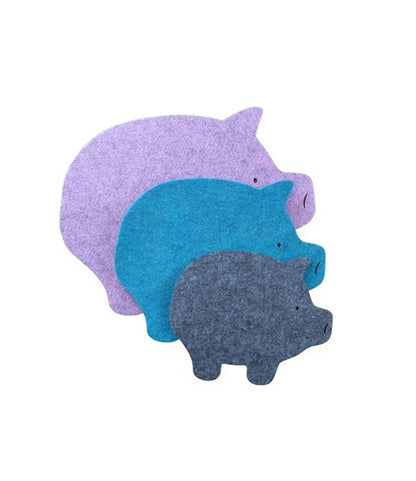 Filzuntersetzer Schwein, Größen: 8 x 6 cm, 15 x 11 cm, 20 x 15 cm, 25 x 20 cm, 30 x 25 cm, 35 x 27 cm