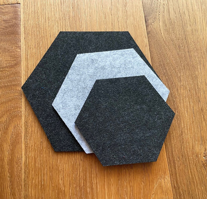 Filzuntersetzer Sechseck – moderne Hexagon-Untersetzer aus Filz