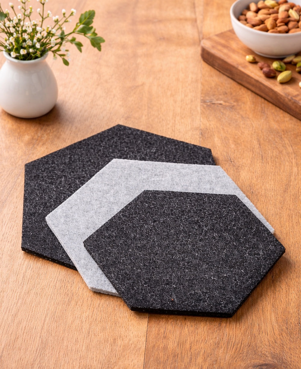 Filzuntersetzer Sechseck – moderne Hexagon-Untersetzer aus Filz