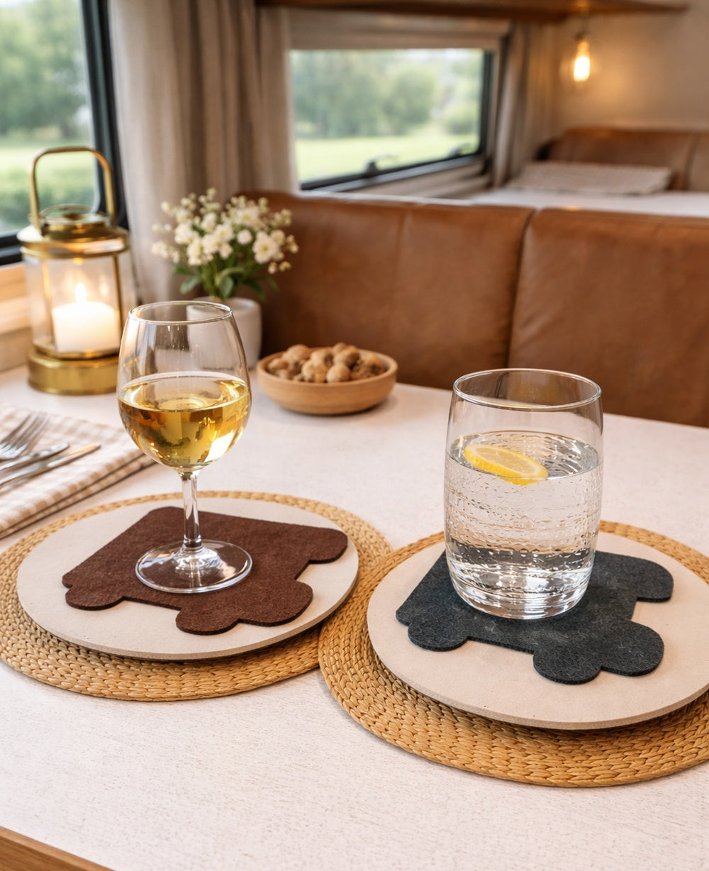 Filz Untersetzer Wohnmobil - formstabiler Möbelschutz