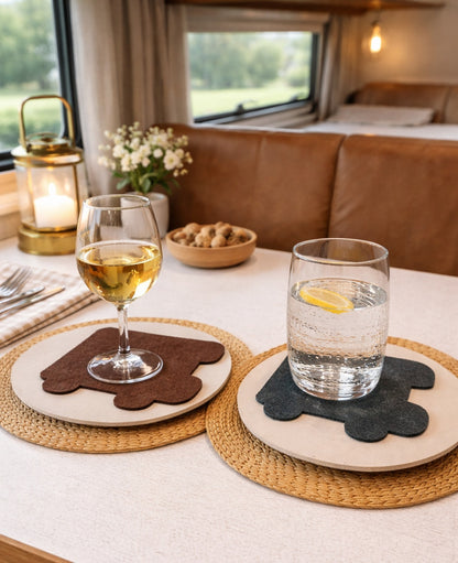 Filz Untersetzer Wohnmobil - formstabiler Möbelschutz