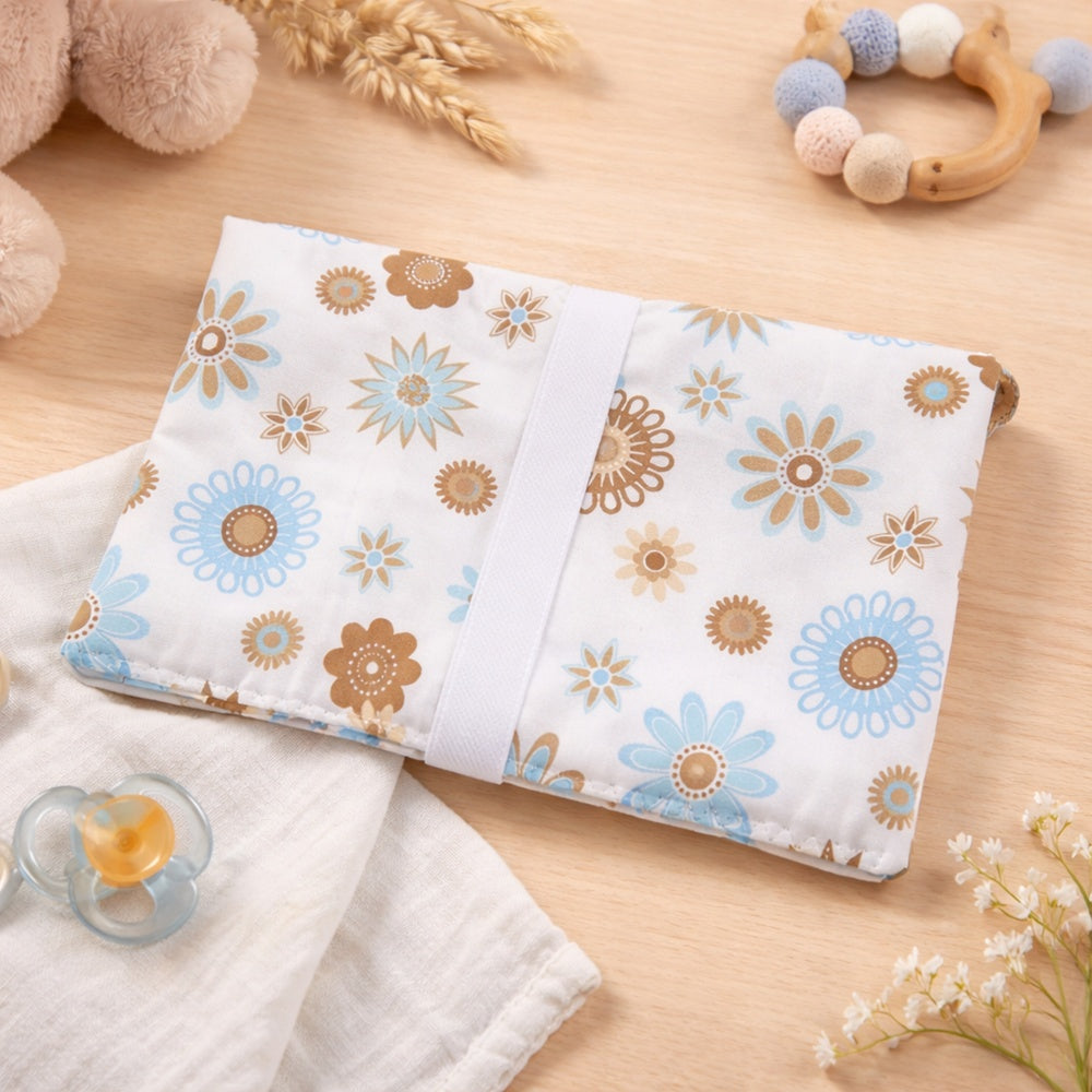 Baumwolle Windeltasche geblümt mit Schnullerband