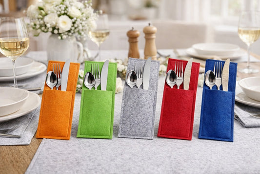 Filz Bestecktaschen im 2er Set als stilvolle Tischdekoration