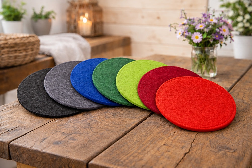 Runde gepolsterte Filz Sitzkissen in verschiedenen Farben und Größen für Stühle und Hocker Sitzflächen
