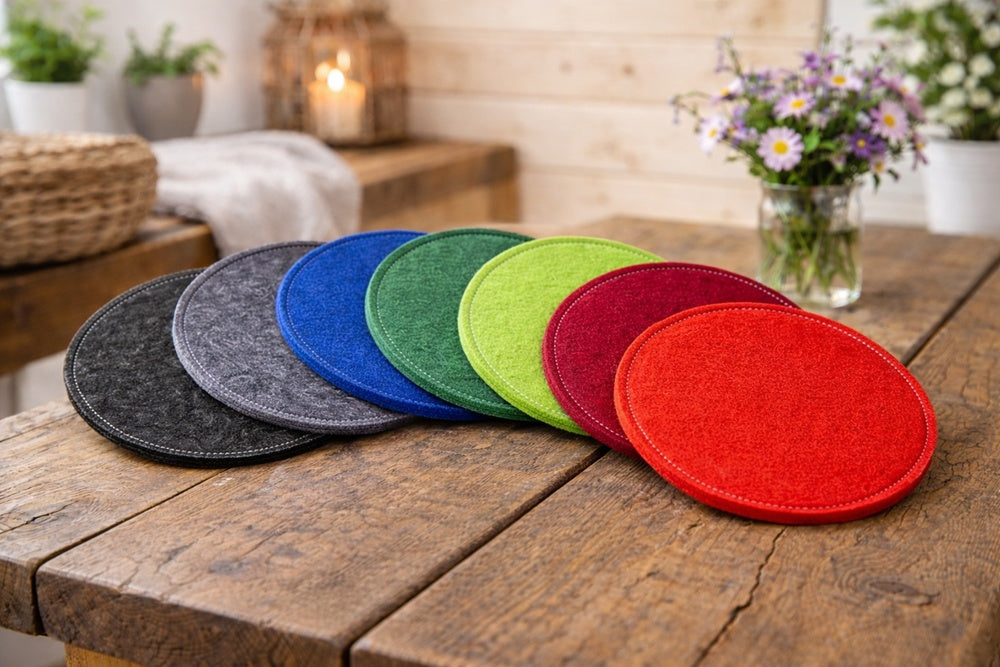Runde gepolsterte Filz Sitzkissen in verschiedenen Farben und Größen für Stühle und Hocker Sitzflächen