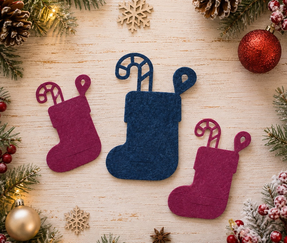 Filz-Streuteile Weihnachten und Silvester aus Polyesterfilz mit verschiedenen Weihnachts-, Winter- und Glücksmotiven zum Basteln und Dekorieren
