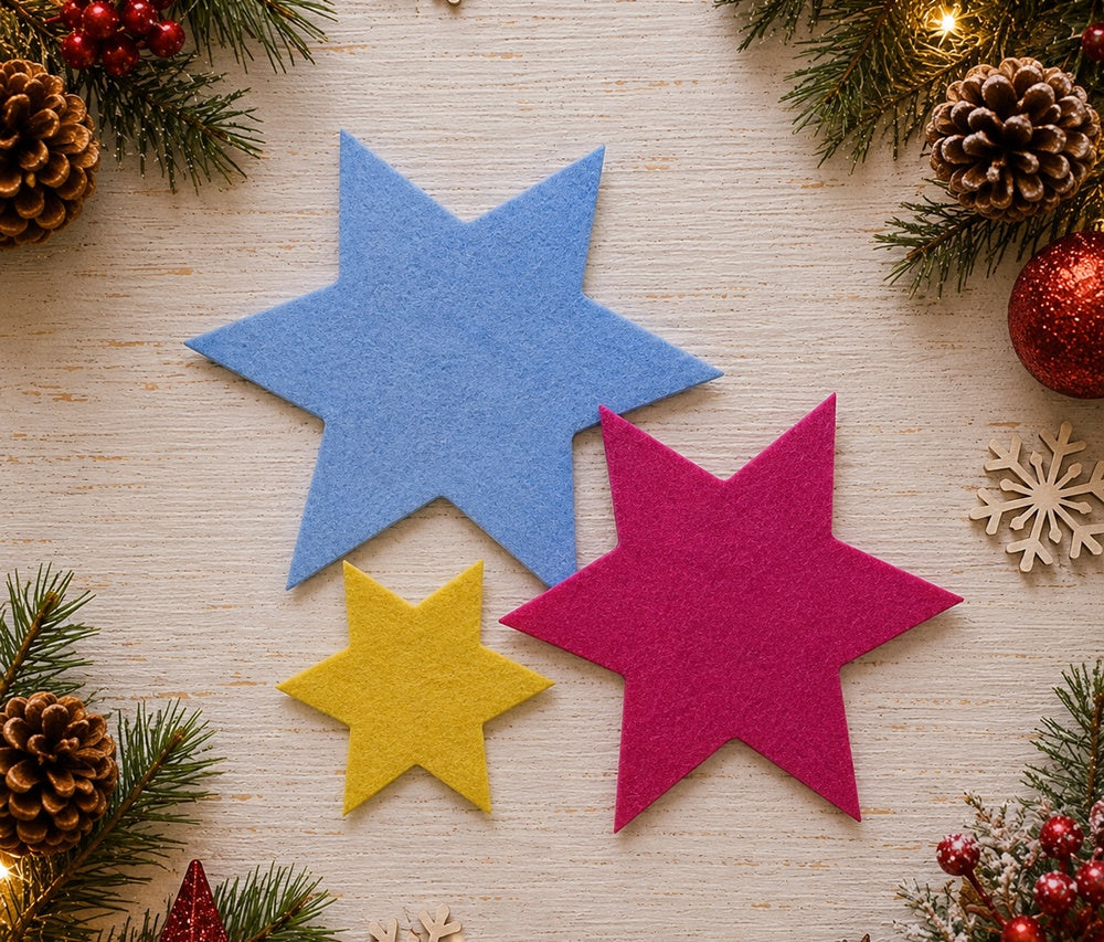 Filz-Streuteile Weihnachten und Silvester aus Polyesterfilz mit verschiedenen Weihnachts-, Winter- und Glücksmotiven zum Basteln und Dekorieren