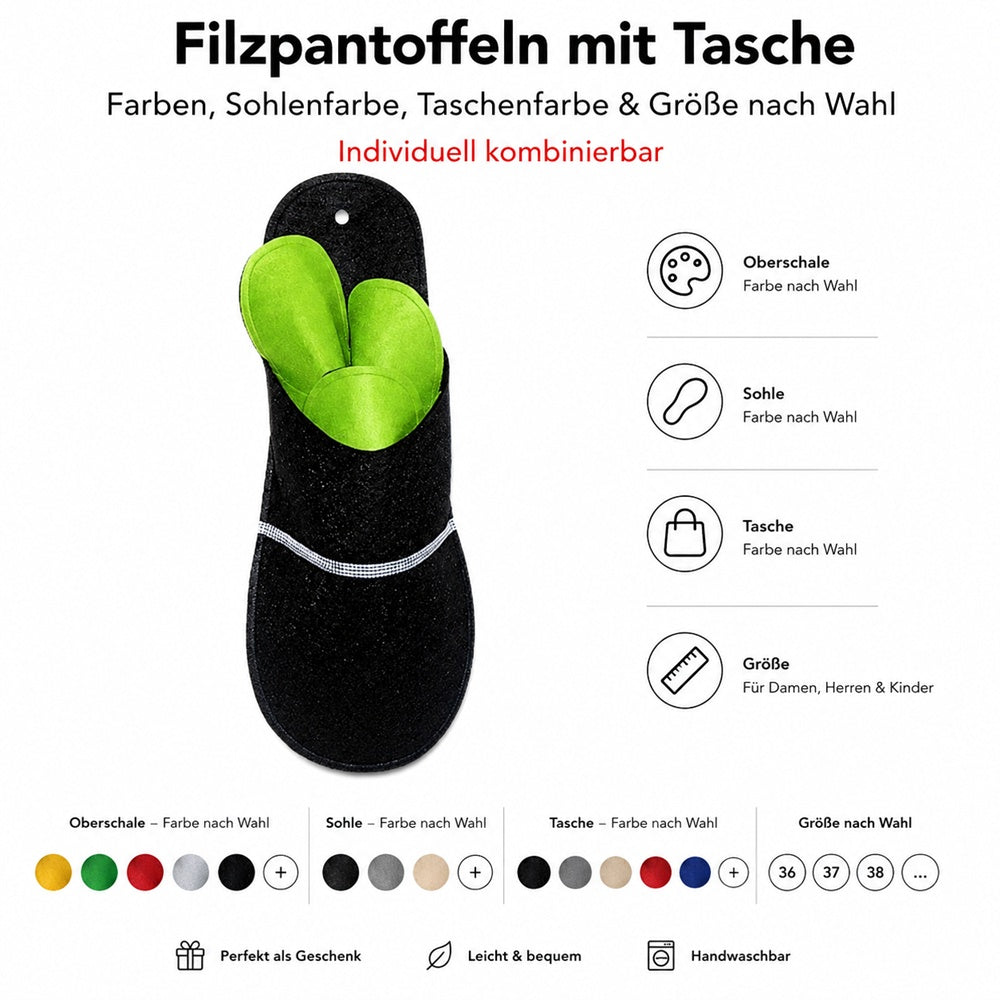 Filz Riesenpantoffel mit Gäste Filzpantoffeln als dekorative Aufbewahrung