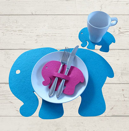 Filzuntersetzer Elefant aus Filz für Tischdeko und Gläser