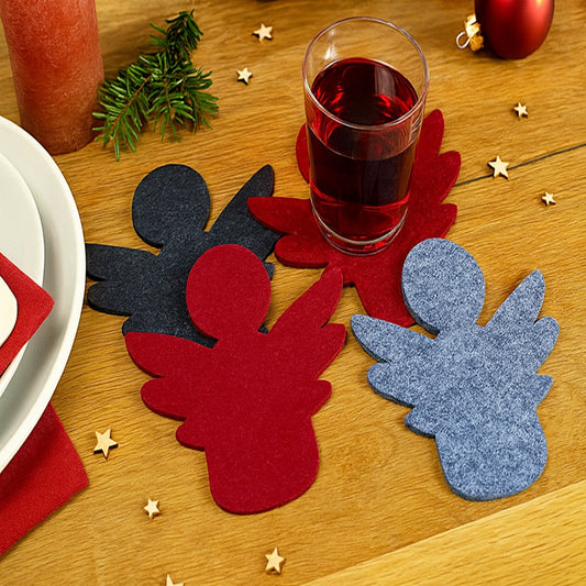 Filzuntersetzer Engel als weihnachtliche Tischdekoration