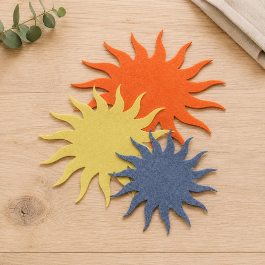 Filzuntersetzer Sonne als fröhliche Tischdekoration