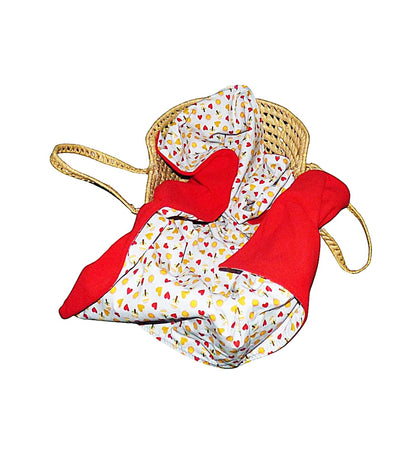 Babydecke Baumwolle, 70x100 cm, Herzchen und Blumen