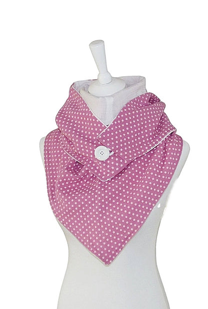 Triangular scarf muslin pink dotted