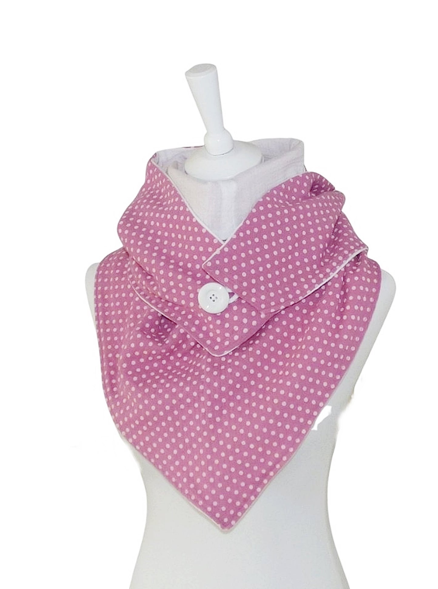Triangular scarf muslin pink dotted