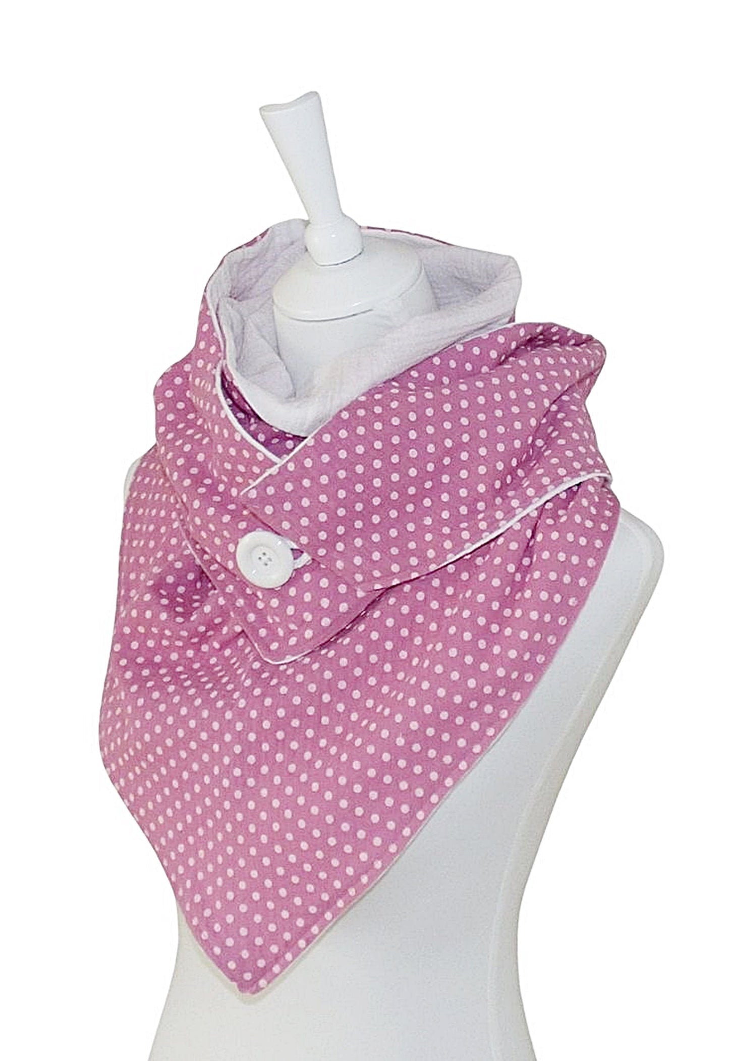 Triangular scarf muslin pink dotted