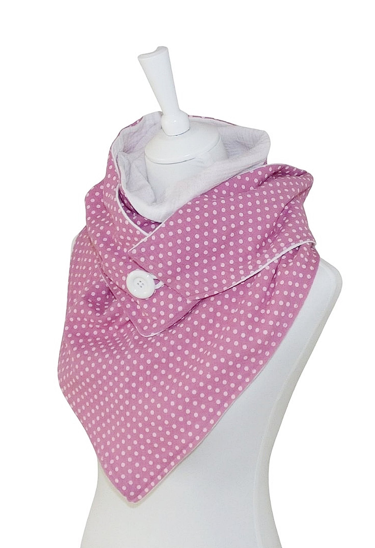 Triangular scarf muslin pink dotted