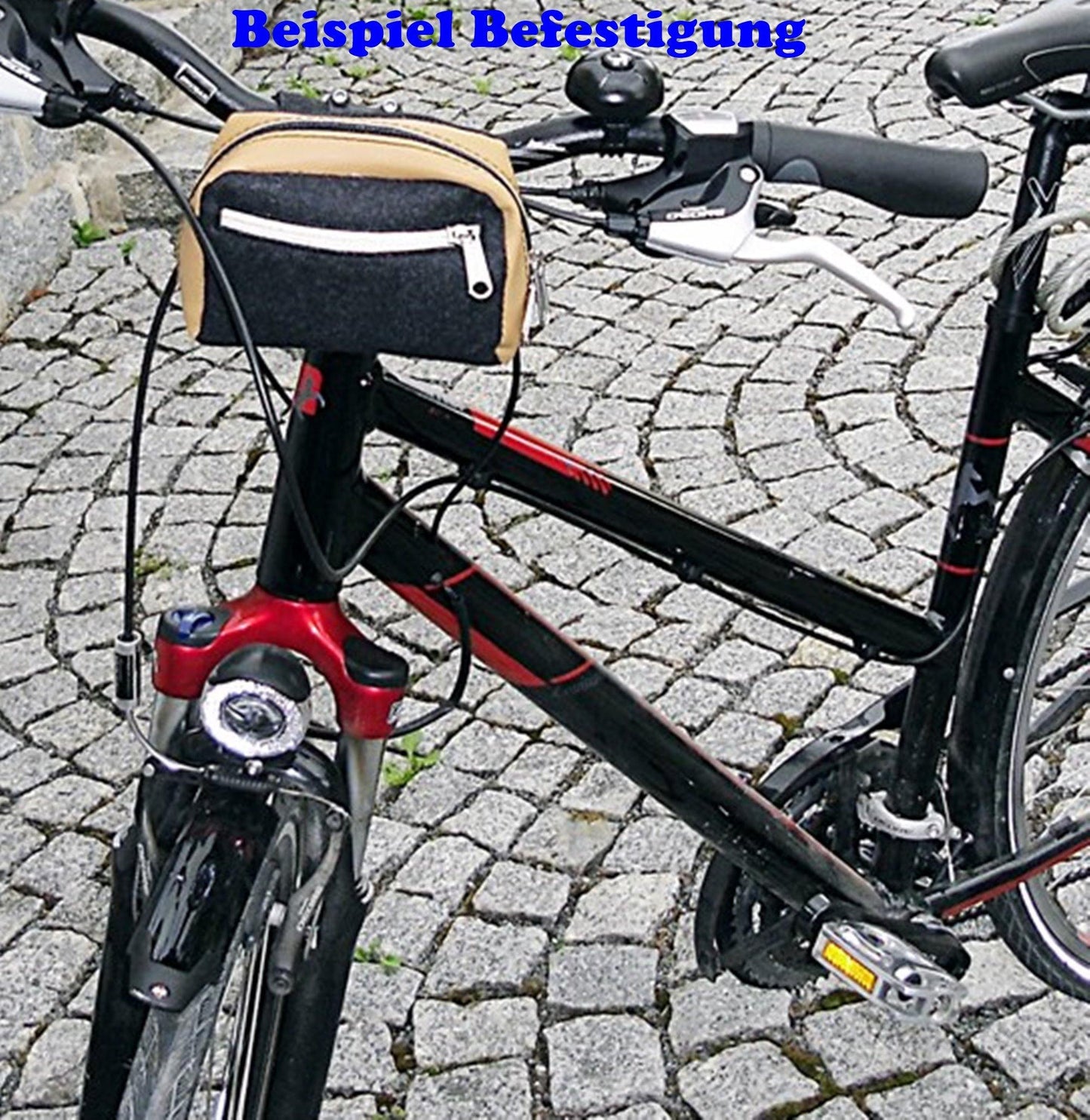 Fahrradtasche grau/bordeaux mit Ziernaht - StoffAkzente