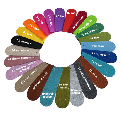 Filzpantoffel mit Wandtasche, Farben & Größen nach Wahl