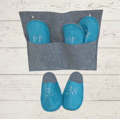 Filzpantoffel mit Wandtasche bestickt