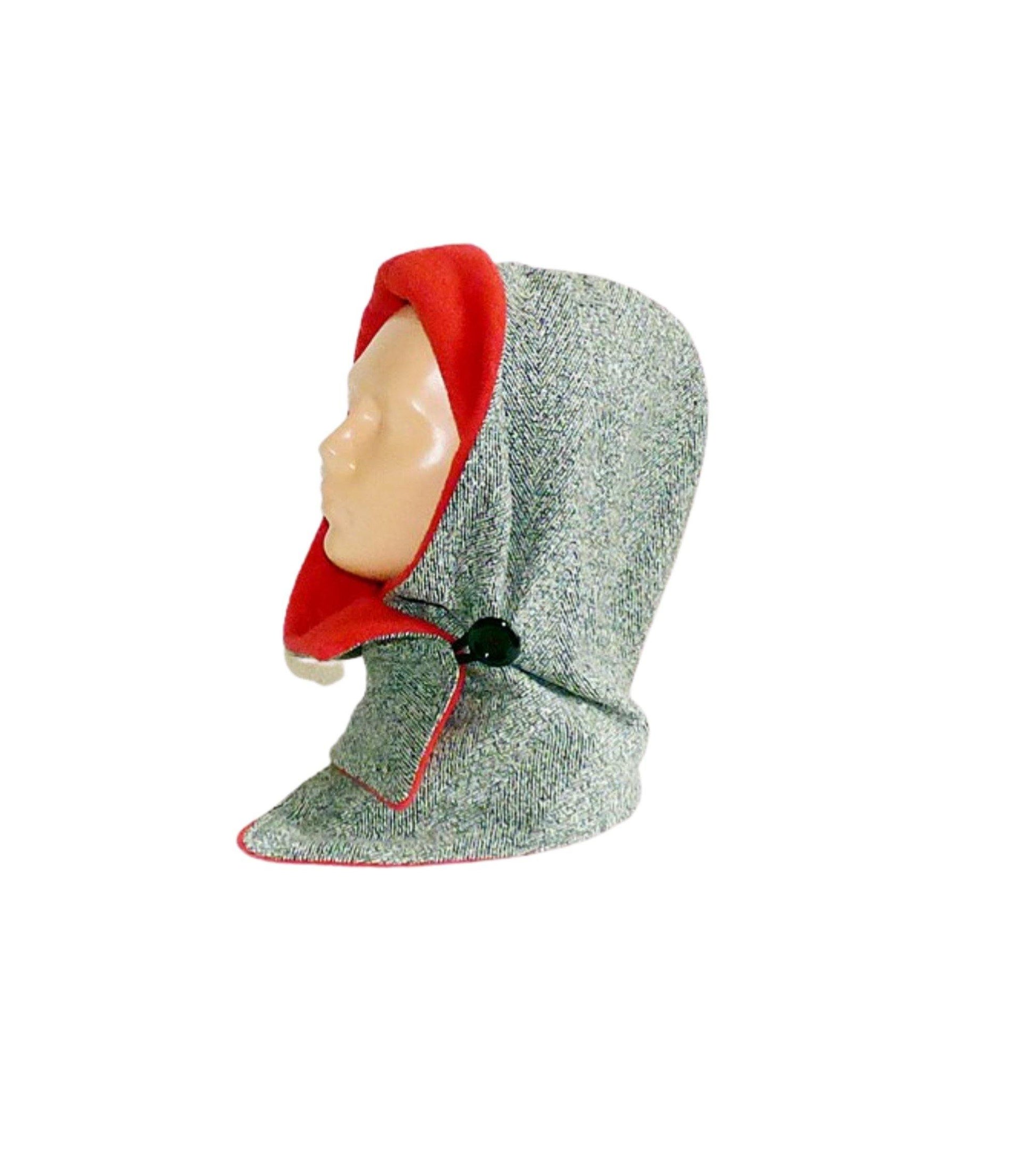 Kapuzenschal grau-meliert, rot - StoffAkzente