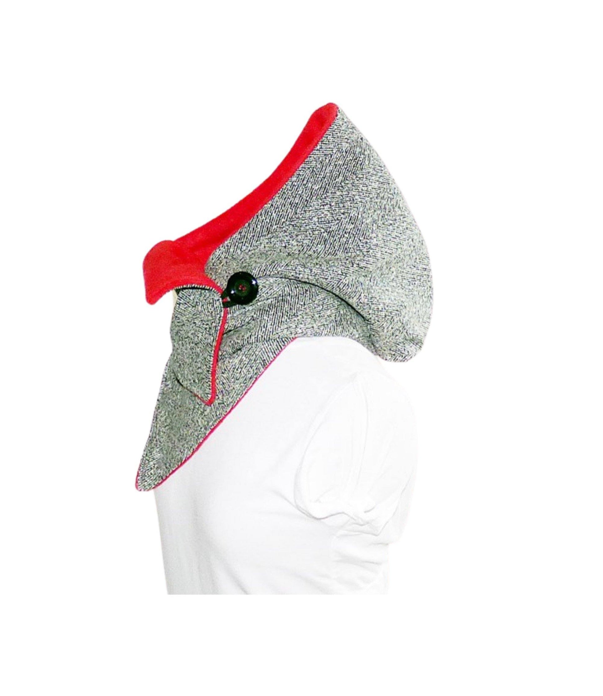 Kapuzenschal grau-meliert, rot - StoffAkzente