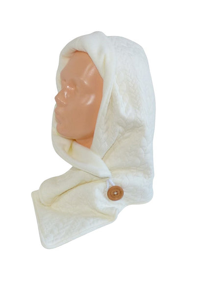 Kapuzenschal Zopf Jaquard creme