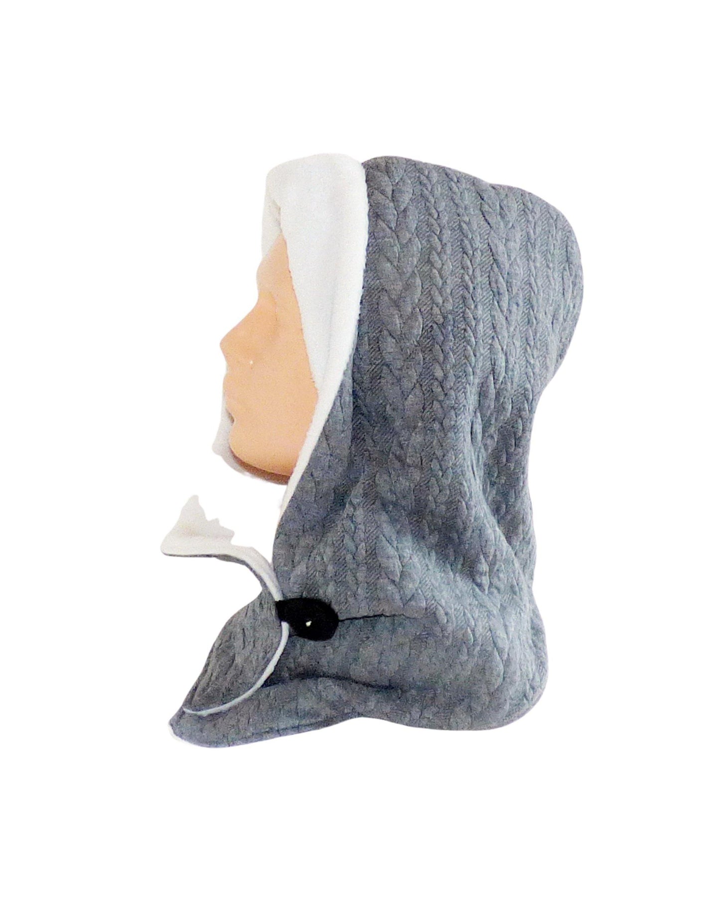 Kapuzenschal, Webstoff Zopf Jacquard grau, Fleece creme - StoffAkzente