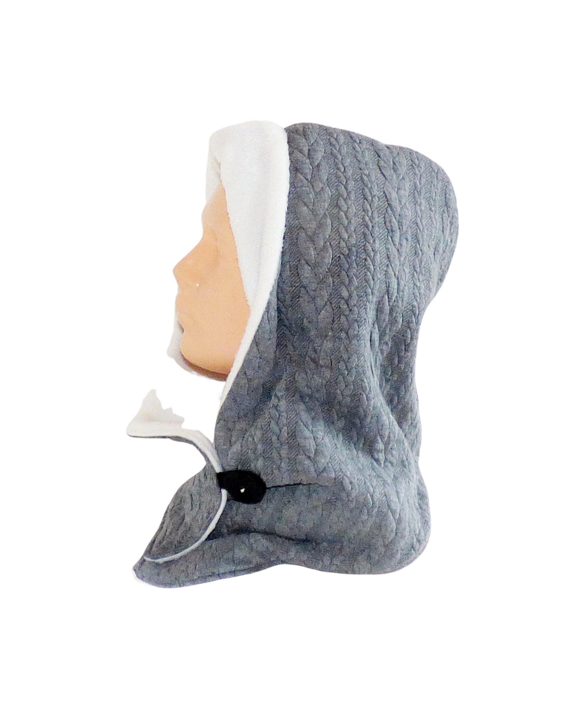 Kapuzenschal, Webstoff Zopf Jacquard grau, Fleece creme - StoffAkzente