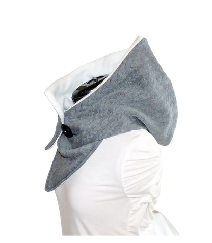 Kapuzenschal, Webstoff Zopf Jacquard grau, Fleece creme - StoffAkzente