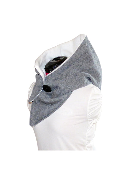 Kapuzenschal, Webstoff Zopf Jacquard grau, Fleece creme - StoffAkzente