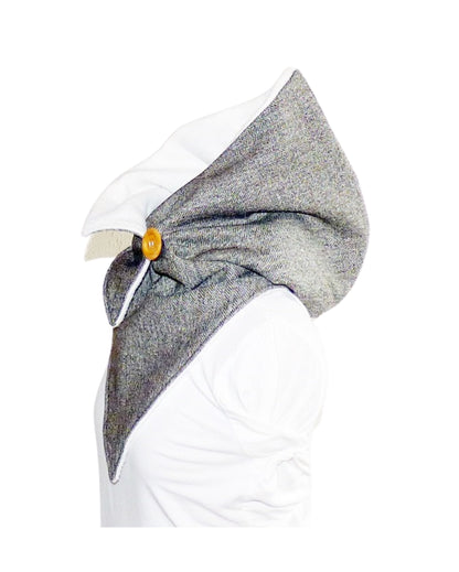 Kapuzenschal braun meliert Fleece creme