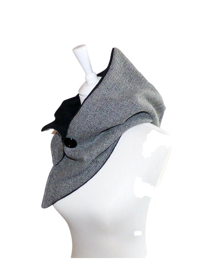 Kapuzenschal grau-meliert, schwarz - StoffAkzente