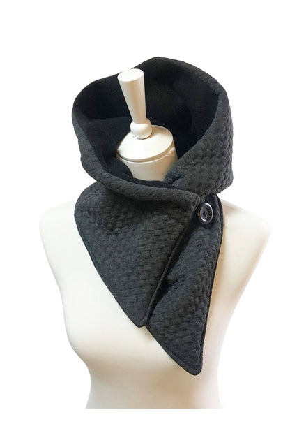 Kapuzenschal Jacquard dunkelgrau schwarz