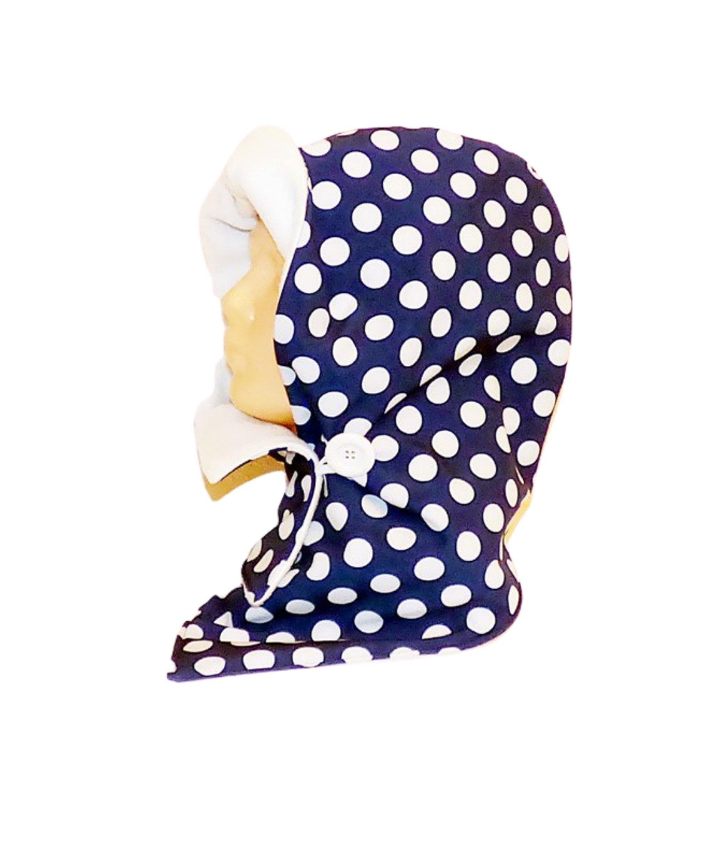 Kapuzenschal-Softshell, blau-weiß gepunktet - StoffAkzente