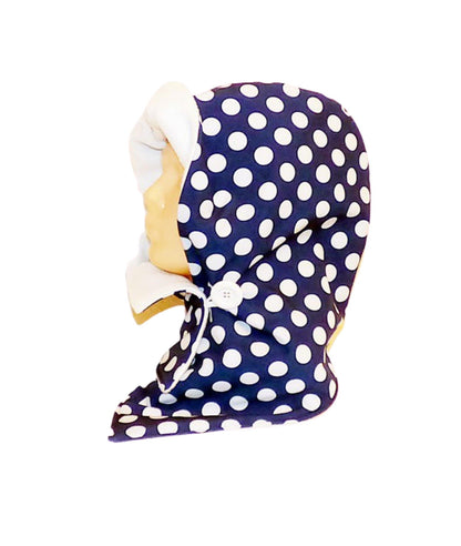 Kapuzenschal-Softshell, blau-weiß gepunktet - StoffAkzente