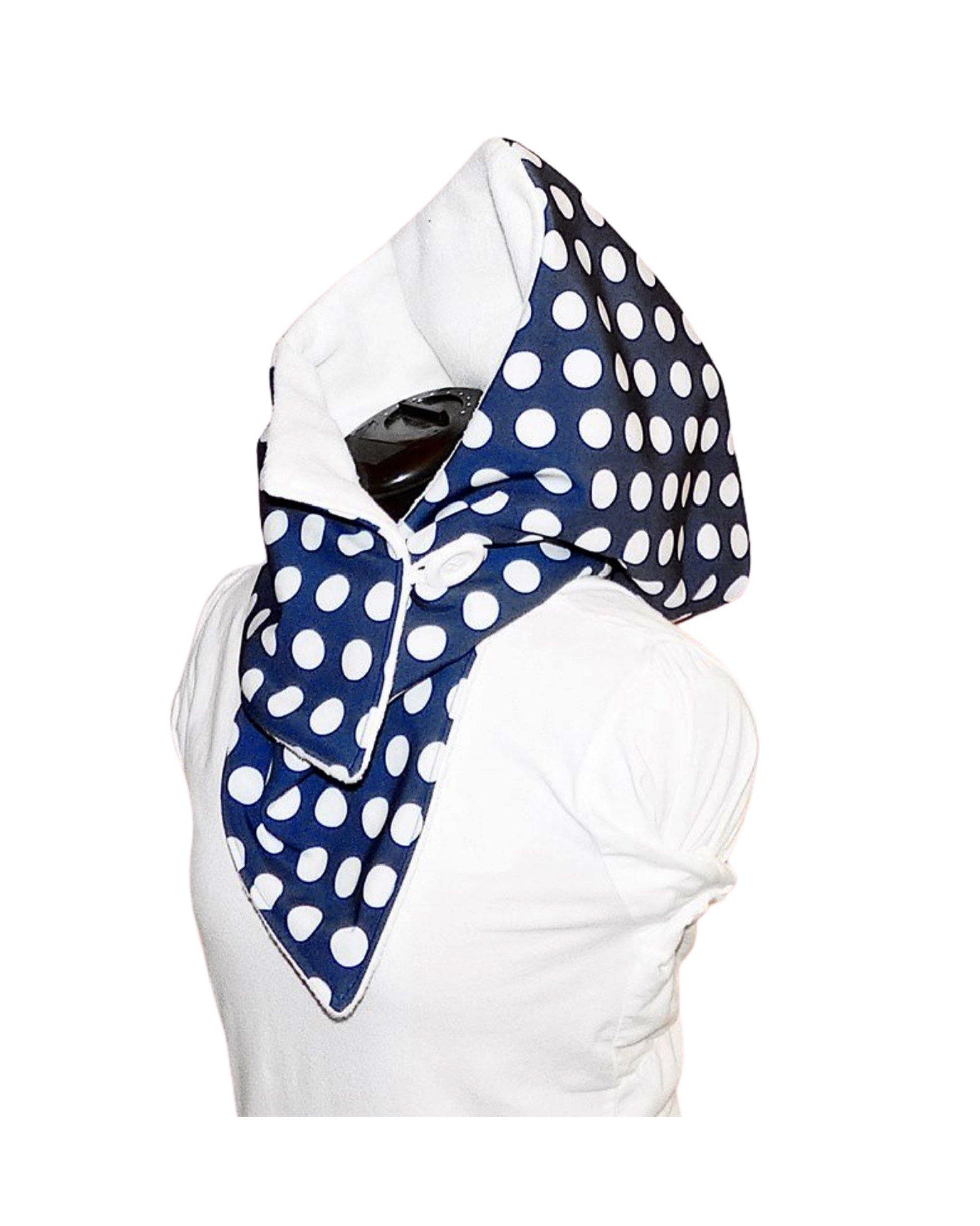 Kapuzenschal-Softshell, blau-weiß gepunktet - StoffAkzente