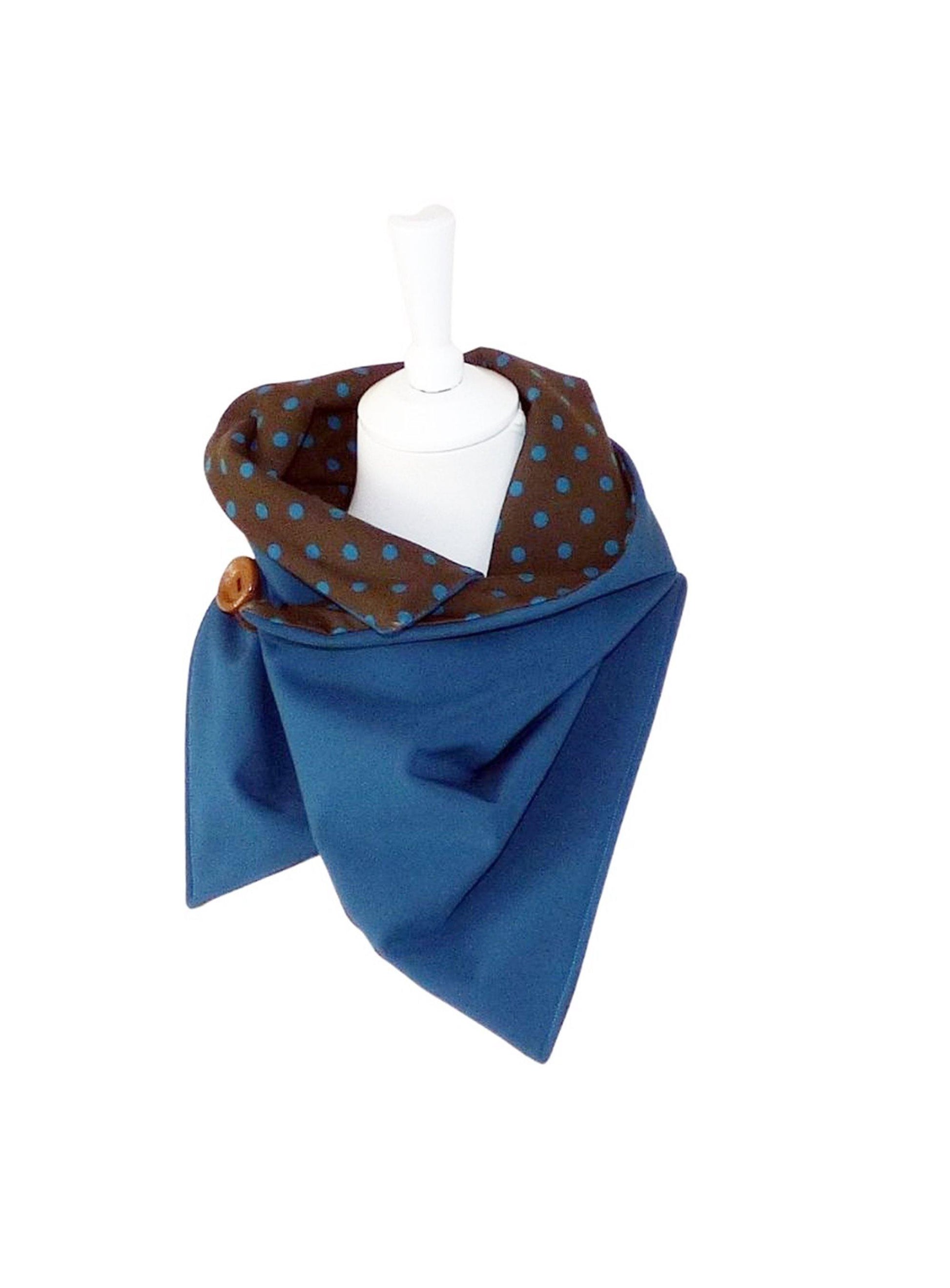 Schal Kragen Softshell petrol braun Punkte