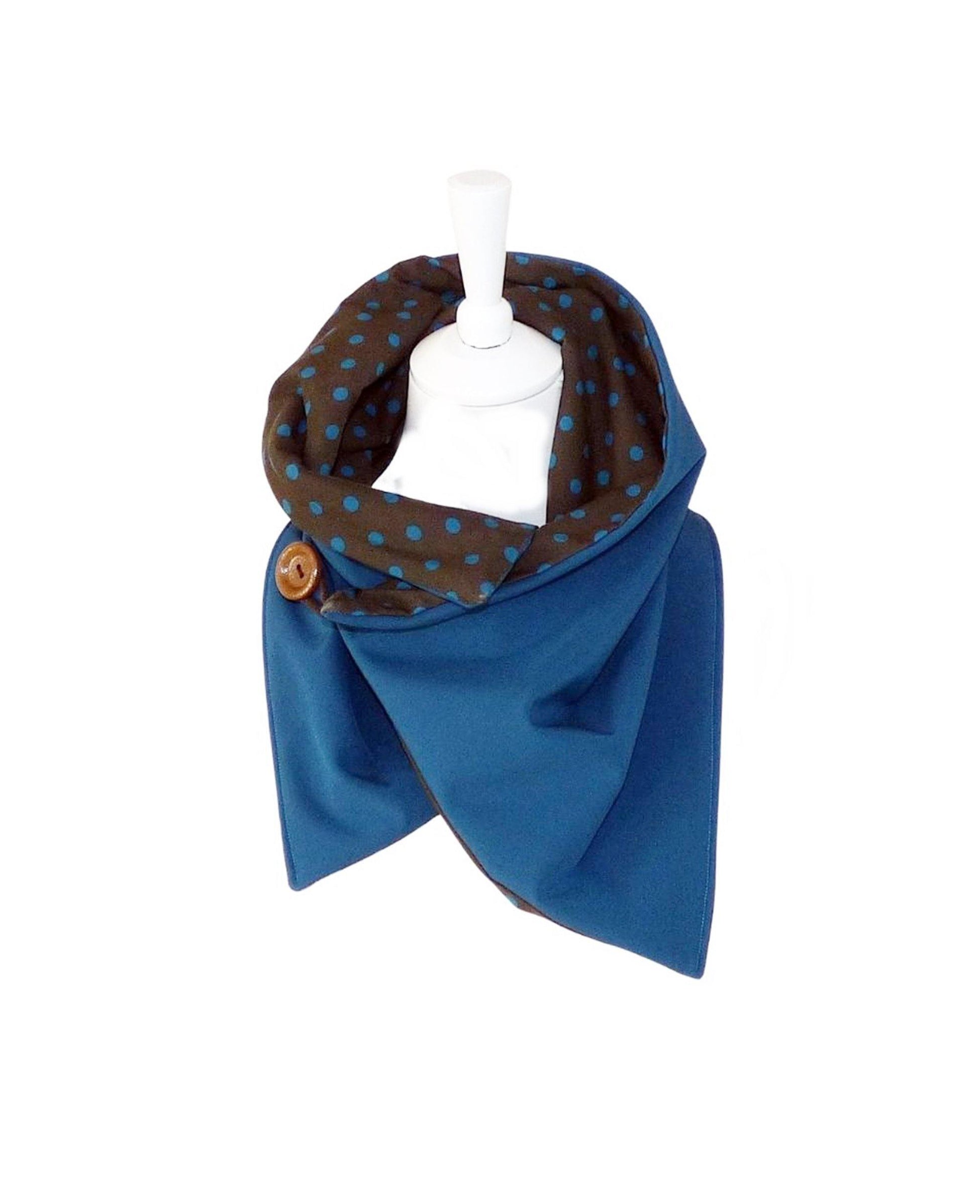 Schal Kragen Softshell petrol braun Punkte