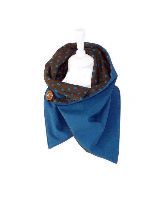Schal Kragen Softshell petrol braun Punkte