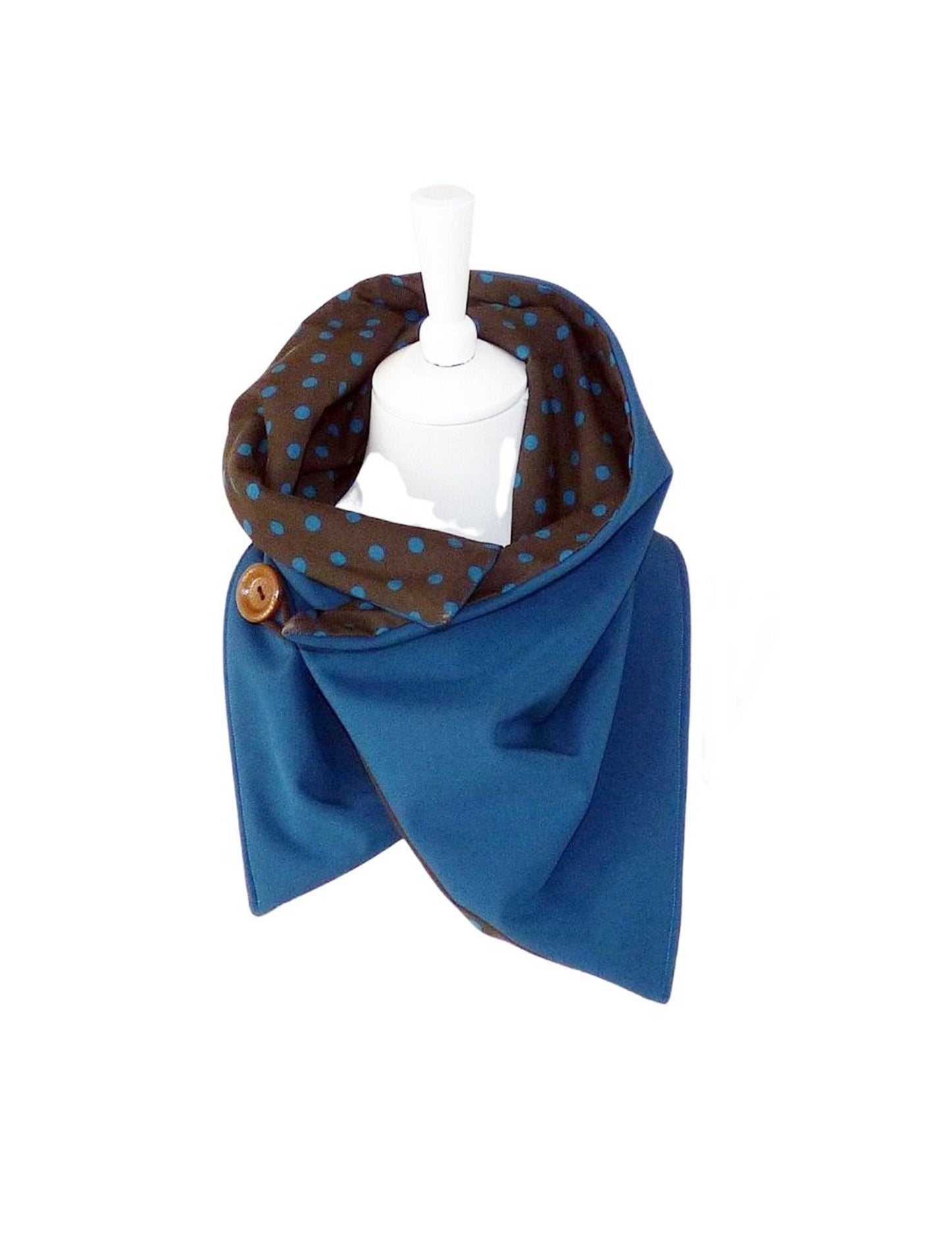 Schal Kragen Softshell petrol braun Punkte