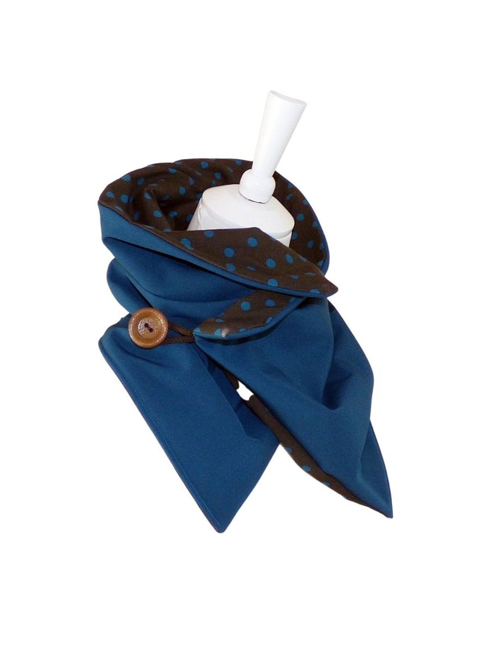 Schal Kragen Softshell petrol braun Punkte