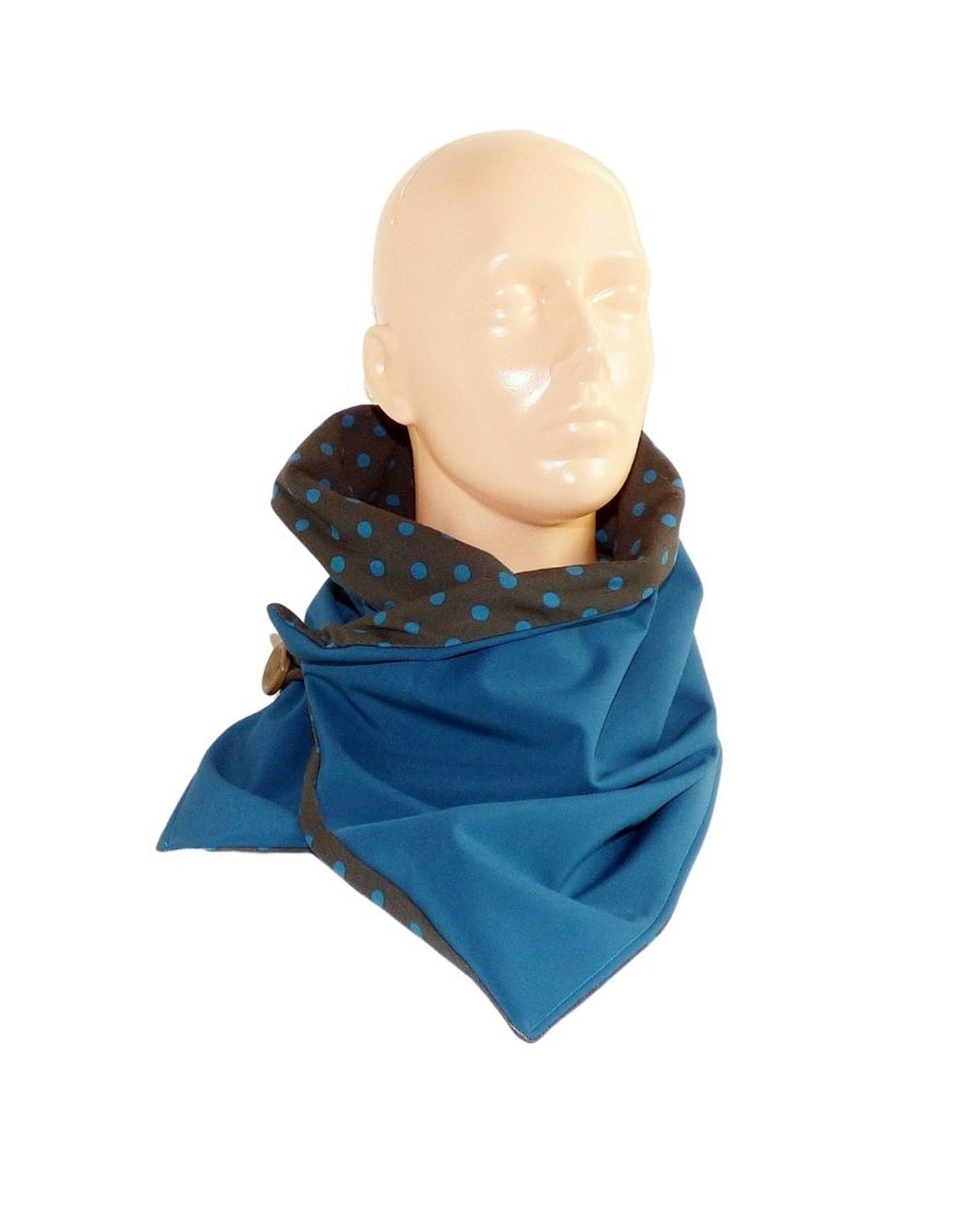 Schal Kragen Softshell petrol braun Punkte