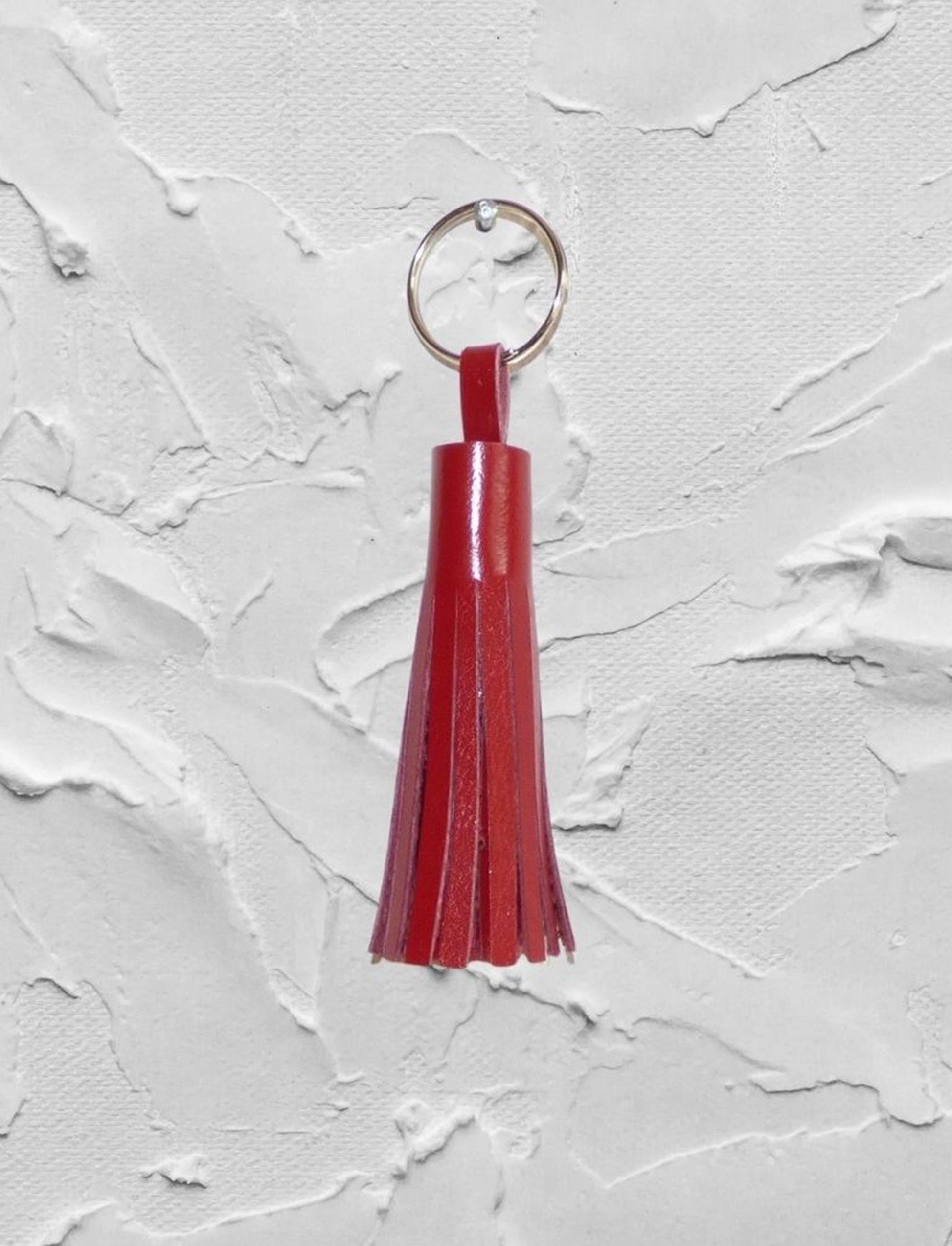 Schlüsselanhänger, Leder rot